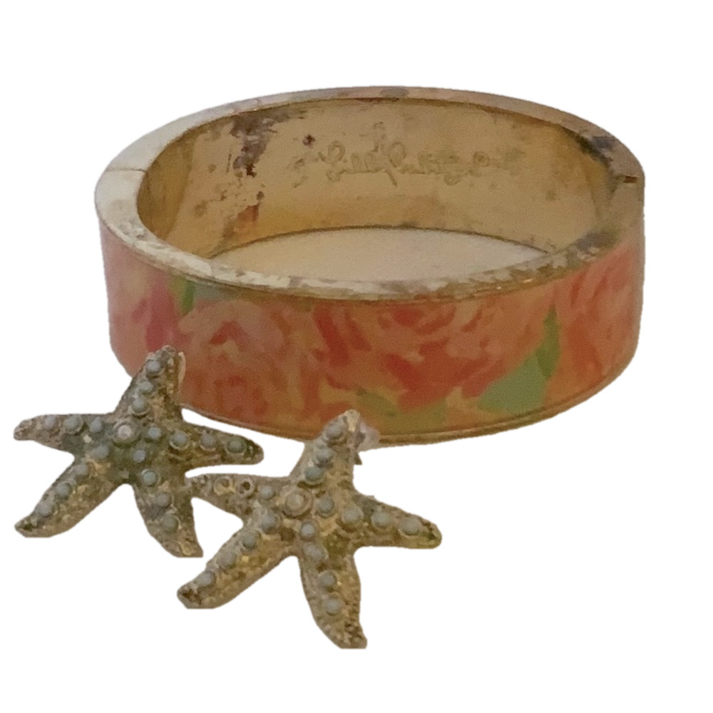 Lilly Pulitzer Floral Bracelet and Starfish Earring Set - GUC